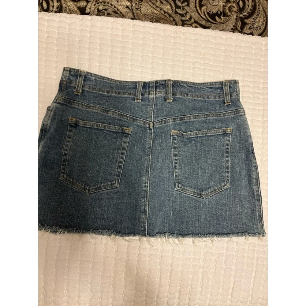 Jones Of New York, Jones Sport Denim Mini Skirt‎ With Frayed Hem,8, Stretch